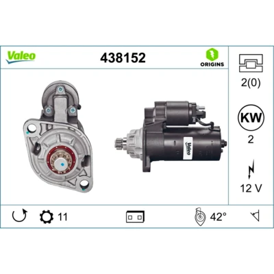 Abbildung von VALEO NEW ORIGINAL PART 438152 Anlasser 12 2 VOLKSWAGEN: Golf 4, 5, 4 Variant, SEAT: Alhambra I, Leon I Hatchback, Ibiza 3