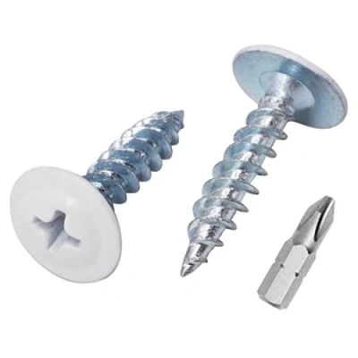 Abbildung von Marcopol (150 Stück) Lackierte 4,2 x 19 mm Holzschrauben Selbstschneidende Metallschrauben Kreuzschlitz modifizierter Halsspannkopf Waffelkopf (150, Reinweiß RAL 9010)