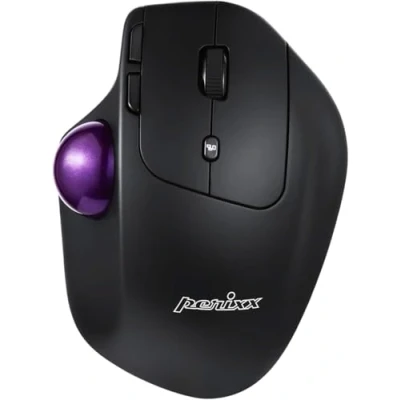 Abbildung von Perixx PERIMICE 720 Kabellose 2.4 GHz und Bluetooth Ergonomische Trackball Maus, Anpassbarer Winkel, 2 DPI Level, Schwarz