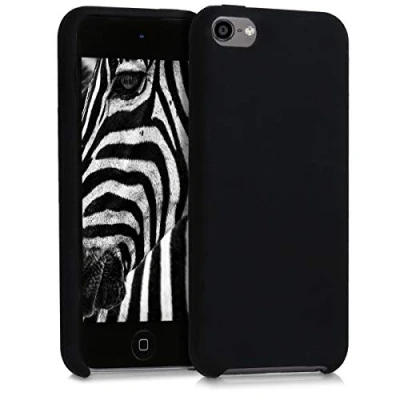Abbildung von kwmobile Schutzhülle kompatibel mit Apple iPod Touch 6G / 7G (6. und 7.Generation) Hülle Silikon gummiert Cover Case in Schwarz