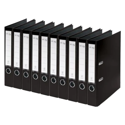Abbildung von VON Leitz Ordner A4, 10er Pack, Karton mit Kunststoffeinband, 80 mm Rückenbreite, Für 600 Blatt, Blauer Engel &amp; FSC zertifiziert, Schule, Studium Zuhause, Türkis, 10550052