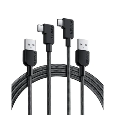 Abbildung von Anker USB C Ladekabel mit Winkelstecker, 180cm*2, A auf 90 Grad robustes geflochtenes Kabel, Rechter Winkel, Kompatibel iPhone 16/15, Galaxy Note 10/S10, Huawei, LG, Smartphone (USB 2.0)