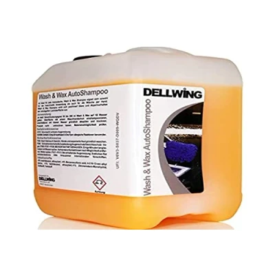 Abbildung von DELLWING Wash &amp; Wax Autoshampoo mit Wachs 5 L Hochprofessionelles Shampoo für Ihren Wagen Verdünnbar bis 1:200 Schöner, tiefer Glanz Nano Abperlverhalten