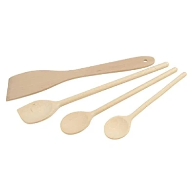 Abbildung von Fackelmann 31125 4 teiliges Küchenhelfer Set aus Holz, Kochlöffel und Pfannenwender FSC zertifiziertes 20 cm, 25 30 Braun