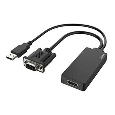 Abbildung von Hama VGA und USB auf HDMI Adapter, Full HD 1080p (VGA Stecker, Buchse, Adapter zum Anschluss von PC, Laptop, Computer mit an Monitor, TV oder Beamer Anschluss, Konverter)