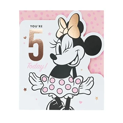 Abbildung von UK Greetings Geburtstagskarte zum 5. Geburtstag für Mädchen Disney Minnie Mouse Geburtstag, mehrfarbig,