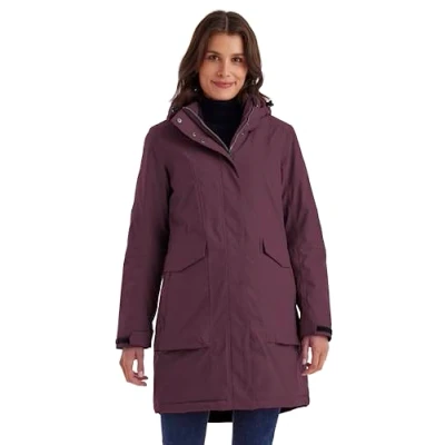 Abbildung von killtec Damen Parka/Mantel wasserdicht mit abzippbarer Kapuze Funktionsparka, dunkelpflaume, 38, 43284 000