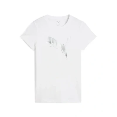 Abbildung von Puma Metallic TEE Tshirt print, Damen, Größe: XS, White/metallic silver