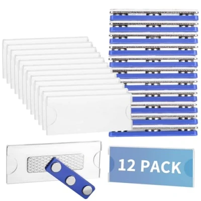 Abbildung von Namensschilder für Kleidung, 12 Stück Magnet, Name Plate Magnet kleidung Ausweishalter, Namensschild Kleidungs ID Halter, mit 3 Punkt Selbstklebemagneten