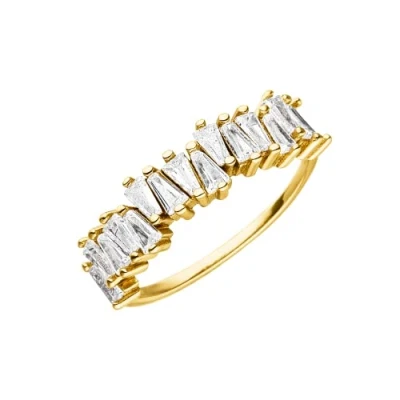 Abbildung von Purelei® Powder Ring (Gold, Silber), Damen aus 925 Sterling Silber 18K vergoldet, Wasserfester mit asymmetrischen Schmucksteinen, Kommt in Schmuck Geschenk Box (56, Gold)
