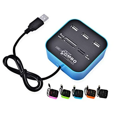Abbildung von H31CS USB 2.0 Hub mit 3 Ports &amp; Kartenleser 4 in 1 SD/MicroSD/M2/MS PRO Duo 3X Buchsen Ideal für Laptop und PC