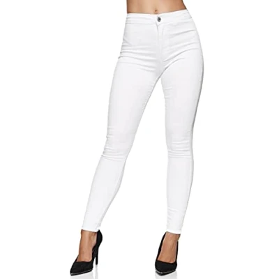 Abbildung von Elara Damen Jeans High Waist Slim Fit Chunkyrayan 201 1 Weiss 38 (M)