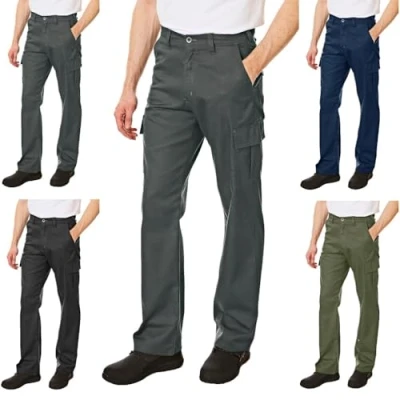 Abbildung von Lee Cooper LCPNT205 Herren Pflegeleichte Berufssicherheitshose im klassischen Cargo Stil mit mehreren Taschen, Grau, 42W / 29L