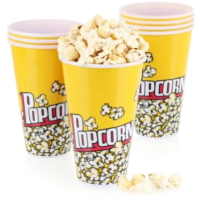 Abbildung von com four® 8X Popcorn Eimer Wiederverwendbare Popcornschüssel Getränkebecher zum Kleiner Becher für den Filmabend 1 Liter (1.0 8 Eimer)