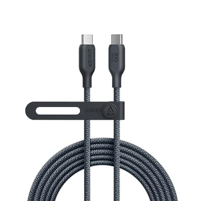 Abbildung von Anker USB C auf Kabel, 240W Typ Bio Nylon Ladekabel 300cm, Schnellladekabel, Kompatibel mit iPhone 16/15 Serie, MacBook Pro/Air, iPad Galaxy S24, Pixel, Switch, LG (Schwarz)