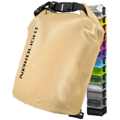 Abbildung von Nordlight Dry Bag 10L Wasserdichter Beutel (Beige) Packsack Mit Roll Top Verschluss Und Schultergurt Schwimmen, Baden, Strand, Kanu, Stand Up Paddling, Tauchen