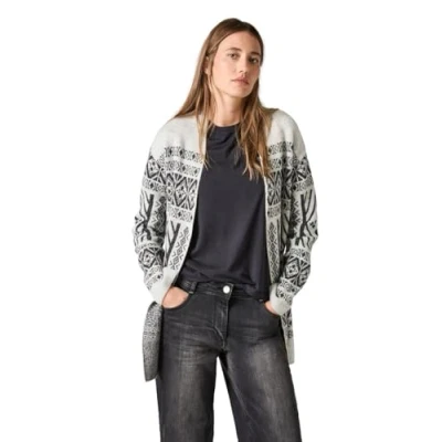 Abbildung von Cecil Gemusterter Strickjacke, Damen, Größe: Small, Grau