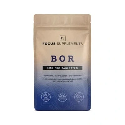 Abbildung von FS Bor Hochdosiertes Boron Nahrungsergänzungsmittel 240 Kapseln 3 mg pro Portion Borsäure Pulver Gentechnik , gluten und allergenfrei Hergestellt in Großbritannien