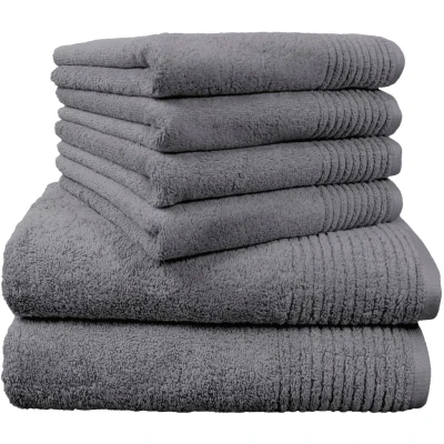 Abbildung von Dyckhoff 0410996125 Handtuchset &quot;Brillant&quot;, 2 Badetücher / Duschtücher 70 x 140 cm und 4 Handtücher 50 100 cm, 6 teilig, grau
