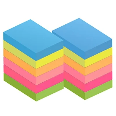 Abbildung von ZCZN Haftnotizen 51 x 38 mm Sticky Notes in 6 Neonfarben, Klebezettel Selbstklebende Haftnotizzettel 100 Blatt/Block, 12 Blöcke