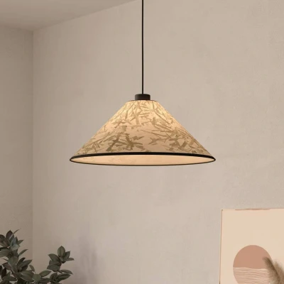 Abbildung von EGLO Hängeleuchte »OXPARK«, 1 flammig, Leuchtmittel E27 ohne Leuchtmittel, Pendelleuchte, Esszimmerlampe, Textil, Bambusblätter,
