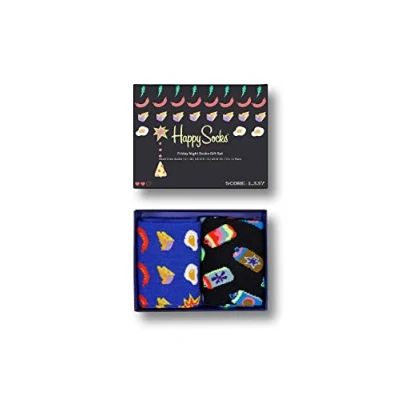 Abbildung von Happy Socks 2 Pack Friday Night Set, farbenfrohe und fröhliche, Socken für Männer Frauen, Schwarz (36 40)