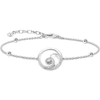 Abbildung von Thomas Sabo Damen Armband Welle mit Steinen 3D Optik, Cut out Design, 925er Sterlingsilber, Länge: 16 19 cm, A2045 051 14 L19V