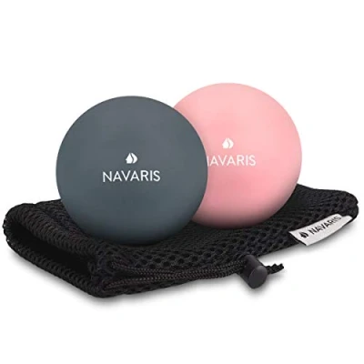 Abbildung von Navaris Massageball 2er Set Faszien Massage Selbstmassage Faszienball Lacrosse Ball Trigger Point Fuß Roller Triggerpunkte 2 Härtegrade