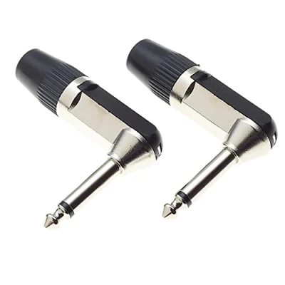 Abbildung von Keple 6,35mm 1/4&quot; Zoll Mono Winkelstecker, 2 polig Stück, Kunststoffgriff Reparaturbuchse TS männlich Löttyp DIY Audiokabelstecker