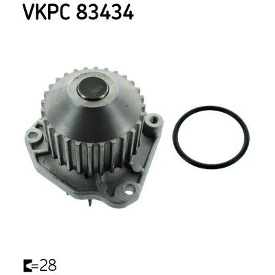 Abbildung von SKF VKPC 83434 Wasserpumpe 28 mit Dichtungen Kunststoff für Zahnriementrieb RENAULT: CLIO 2
