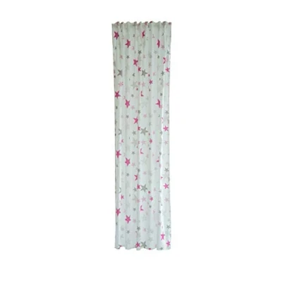 Abbildung von Homing bedruckter blickdichter Vorhang Rose weiß Kinderzimmer Kinder Jungen Mädchen Baumwolle Sterne Gardine (1Stück) 175 x 140 cm (HxB), 100% CO, rot weiß, Rosa, 140x175cm, 5059 13