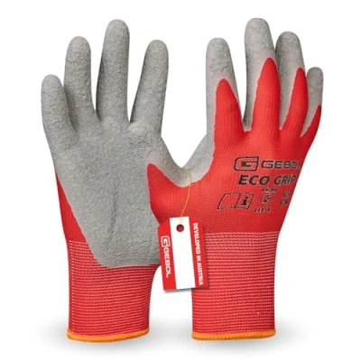 Abbildung von Gebol Eco Grip Arbeitshandschuhe für einen sicheren Griff Latexhandschuhe Damen und Herren Größe M (Gr 8) Rot 1 Paar