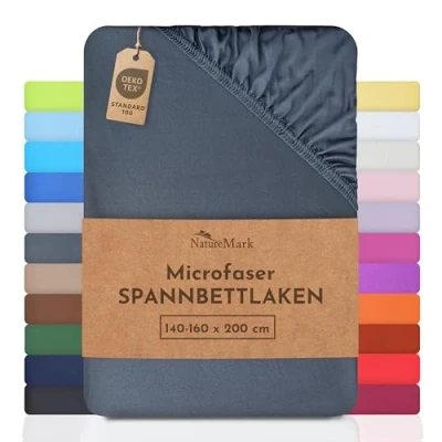 Abbildung von NatureMark Mikrofaser SPANNBETTLAKEN zum Sparpreis! viele Größen und Farben Markenware (Mittelgrau, 140x200 160x200 cm)