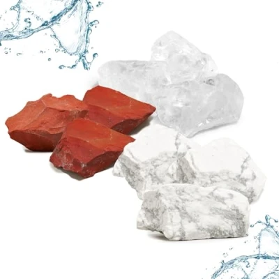 Abbildung von PURAJA Edelsteinwasser Fit &amp; Vital Mischung Premium Heilsteine Set zur Wasseraufbereitung: Magnesit, Roter Jaspis, Bergkristall Wassersteine für Trinkwasser