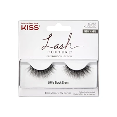 Abbildung von KISS Lash Couture Faux Mink Collection 1 Paar falsche Wimpern, Little Black Dress, ultrafeine, spitz zulaufende, synthetische Fake Lashes inklusive Wimpernkleber
