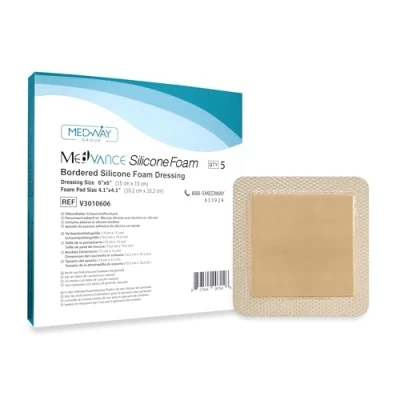 Abbildung von MedVanceTM Silikon Silikonkleber Schaumstoffverband, Verbandgröße 15 cm x (10 10 Wundkissen), Karton mit 5 Verbänden