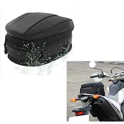 Abbildung von Krtopo Motorrad Rücksitz Tail Pack Tasche Wasserdicht Leder Erweiterbar Gepäcktasche PU 7.5 10L Kapazität für Universal Fit