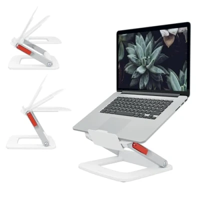 Abbildung von Leitz höhenverstellbarer Laptopständer mit mehreren Winkeln, für 13“ 15“ Laptops, 6 voreingestellte Höhen und Winkelkombinationen, kompakte Standfläche, Ergo Sortiment, Weiß, 64240001