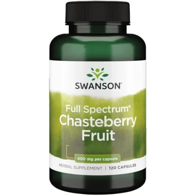 Abbildung von Swanson, Full Spectrum Chasteberry Fruit (Mönchspfeffer Frucht), 400mg, 120 Kapseln, Hochdosiert, Laborgeprüft, Sojafrei, Glutenfrei, Ohne Gentechnik