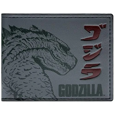 Abbildung von Animation Godzilla Kaiju König der Monster Geprägte Geldbörse/Geldbeutel Bi Fold ID &amp; Kartenhalter, Grau
