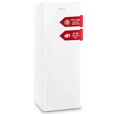 Abbildung von Telefunken Gefrierschrank groß Tiefkühlschrank freistehend 175 Liter Nutzinhalt Ausreichend Platz leise 40 dB 4* Gefrieren Temperaturregelung Freezer gross F GS 145 E W weiß