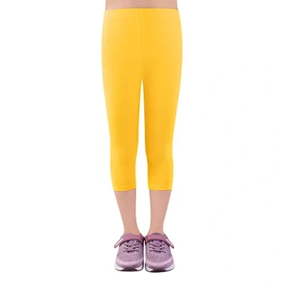 Abbildung von L&amp;K II Kinder Mädchen Leggings 3/4 Hose Capri aus Baumwolle Schulkleidung 164 170 2723 Gelb