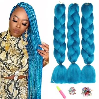 Abbildung von ShowJarlly Kanekalon Kunsthaar Haar, Haar Braids Extension, Ombre Jumbo Braid Haarverlängerung 24&quot;, Zöpfe Box Zum Einflechten Navy blau#