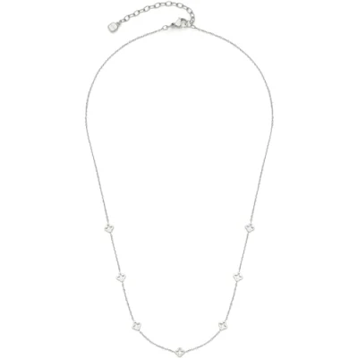 Abbildung von Leonardo Jewels Halskette Ciao Janna, Kette aus feiner Edelstahl Spiegel Ankerkette mit Kleeblatt Ornamenten, silber, 42 47 cm Länge, Schmuck Geschenk, 023898