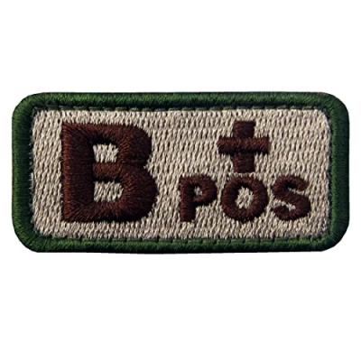 Abbildung von Taktisch Typ B positiv Blutgruppe Emblem Bestickter Aufnäher mit Haken und Flauschbänder, Multitan