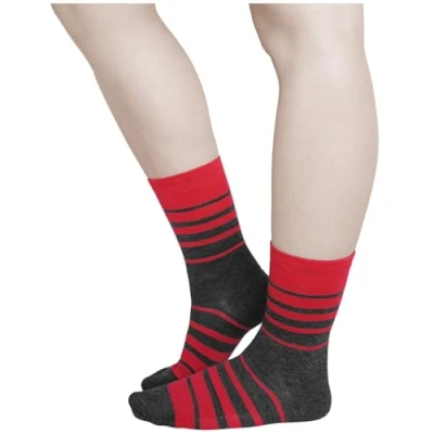 Abbildung von vitsocks Damen Wollsocken MERINO WOLLE warme Socken (3 PAAR) Winter Merinosocken dünn Wool Socks, Streifen, grau rot, 39 42