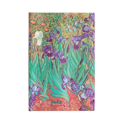Abbildung von Van Gogh’s Irises Mini 12 month Horizontal Hardback Dayplanner 2025 (Elastic Band Closure): tydzień na dwóch stronach, zamykany gumkę, papier 100 gsm