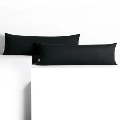 Abbildung von DecoKing 2 Kissenbezüge 40x145 cm Jersey Baumwolle Reißverschluss schwarz Amber
