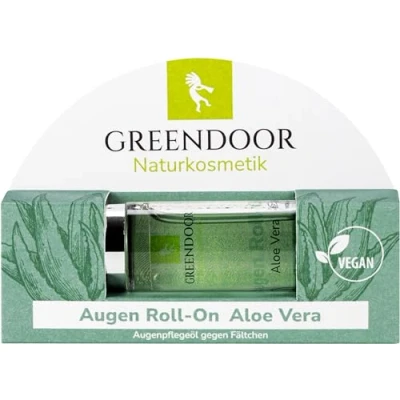 Abbildung von GREENDOOR Augen Roll On Aloe Vera 10ml, Vergleichssieger kaufen, vegane Naturkosmetik Augenpflege, natürliche Feuchtigkeitspflege gegen Augenfältchen, Natur Augenserum anti Falten