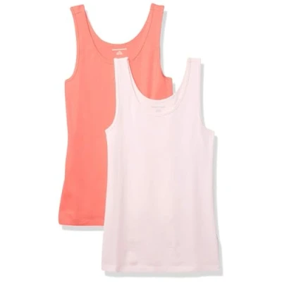 Abbildung von Amazon Essentials Damen Tanktop schlanke Passform, 2er Pack, Korallenrosa/Rosa, XL